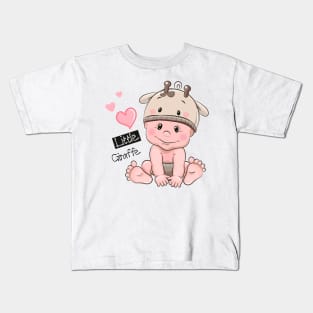 Cute baby in a giraffe hat. Kids T-Shirt